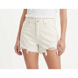 Aerie Daydream Relaxed Soft Cotton Cutoff Denim Shorts Off White Medium